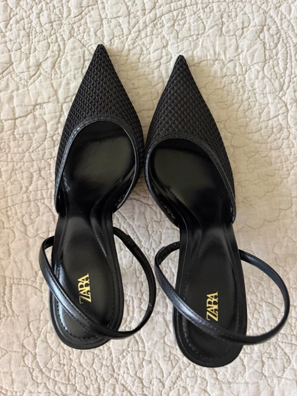 Zara Black Pointed Slingback Mesh Heel - NEW NEVER WORN - Size 8 - Picture 12 of 15